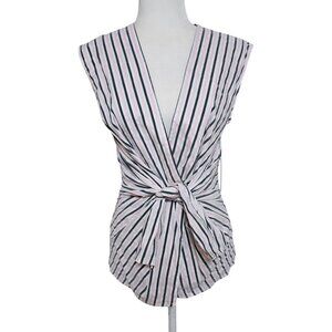 NWT Bailey 44 Anthropologie Striped Tarte Top Sz M Sleeveless Tie Front Blouse